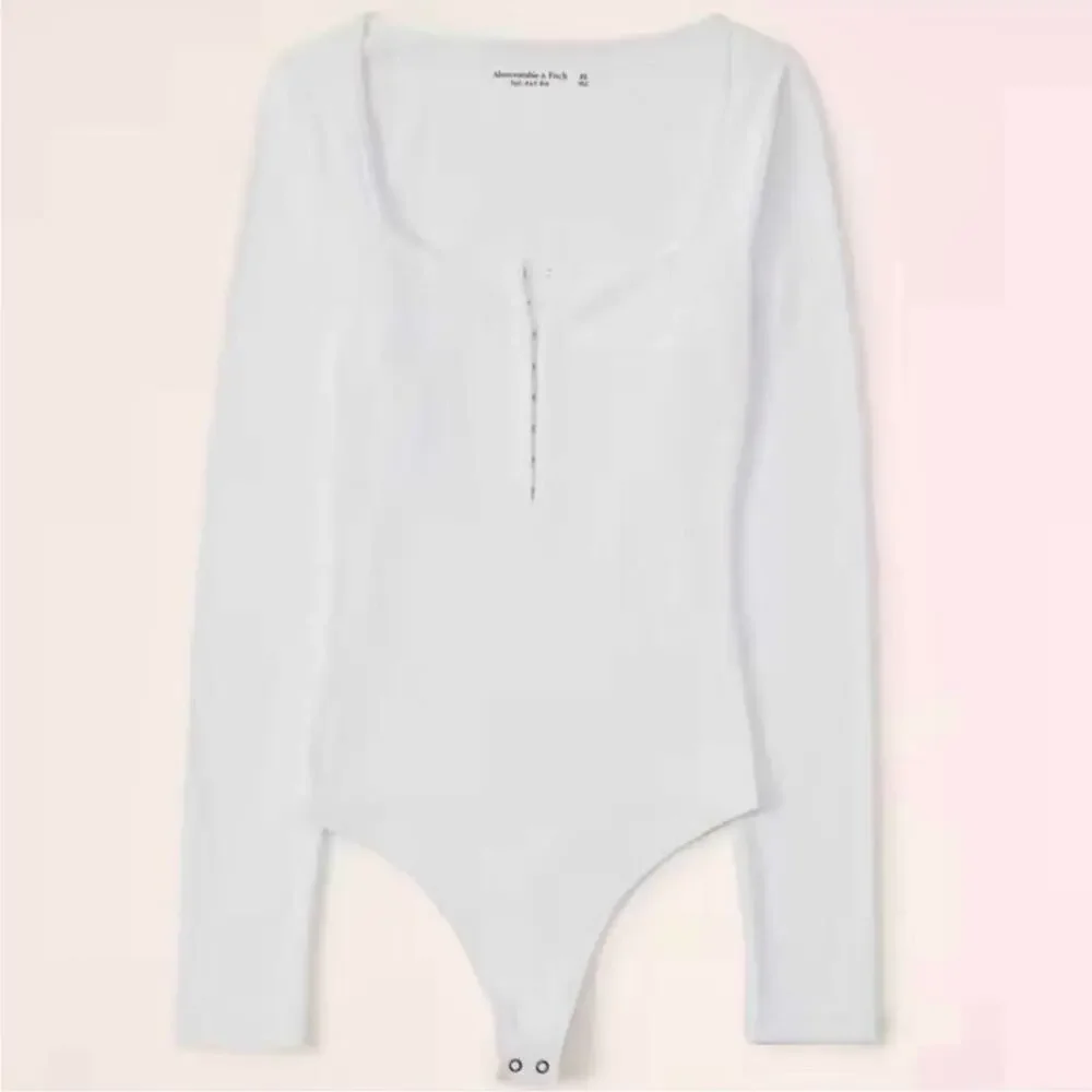 Abercrombie & Fitch‎ hook & eye henley long sleeve bodysuit white size small